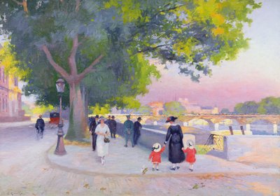 Promenade am Ufer der Seine in Paris von Jules Ernest Renoux